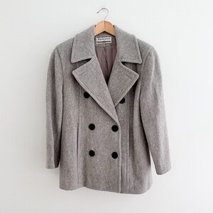 Vintage Women's Nautical Gray Wool Pea Coat Size 10P